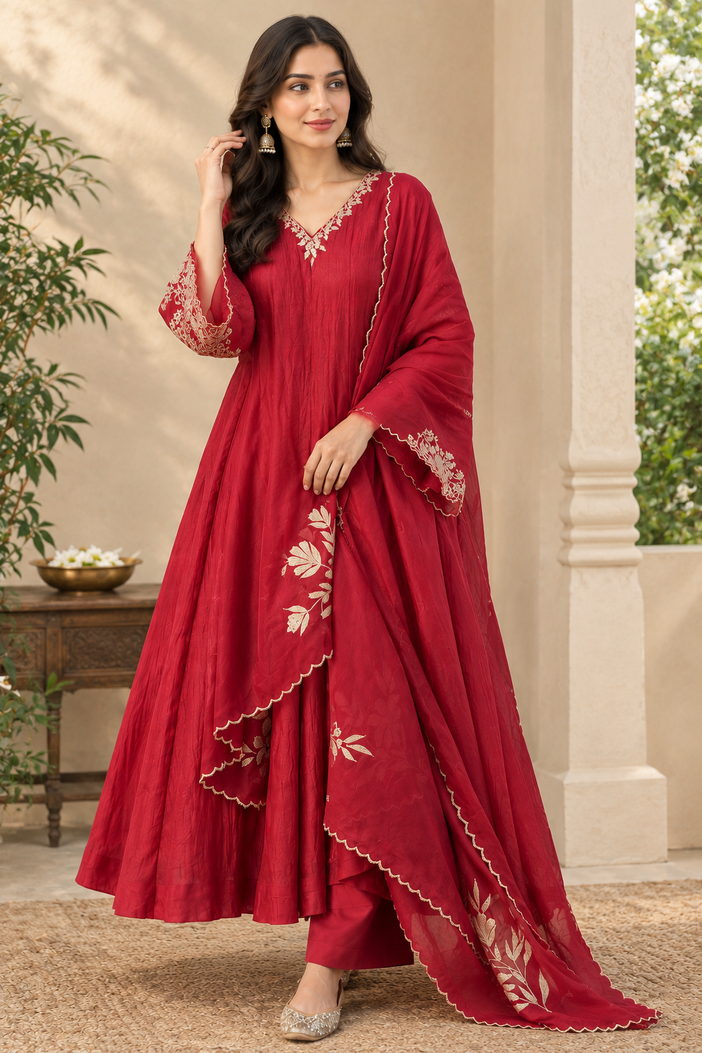 Rajeshwari Crimson Anarkali Suit Set