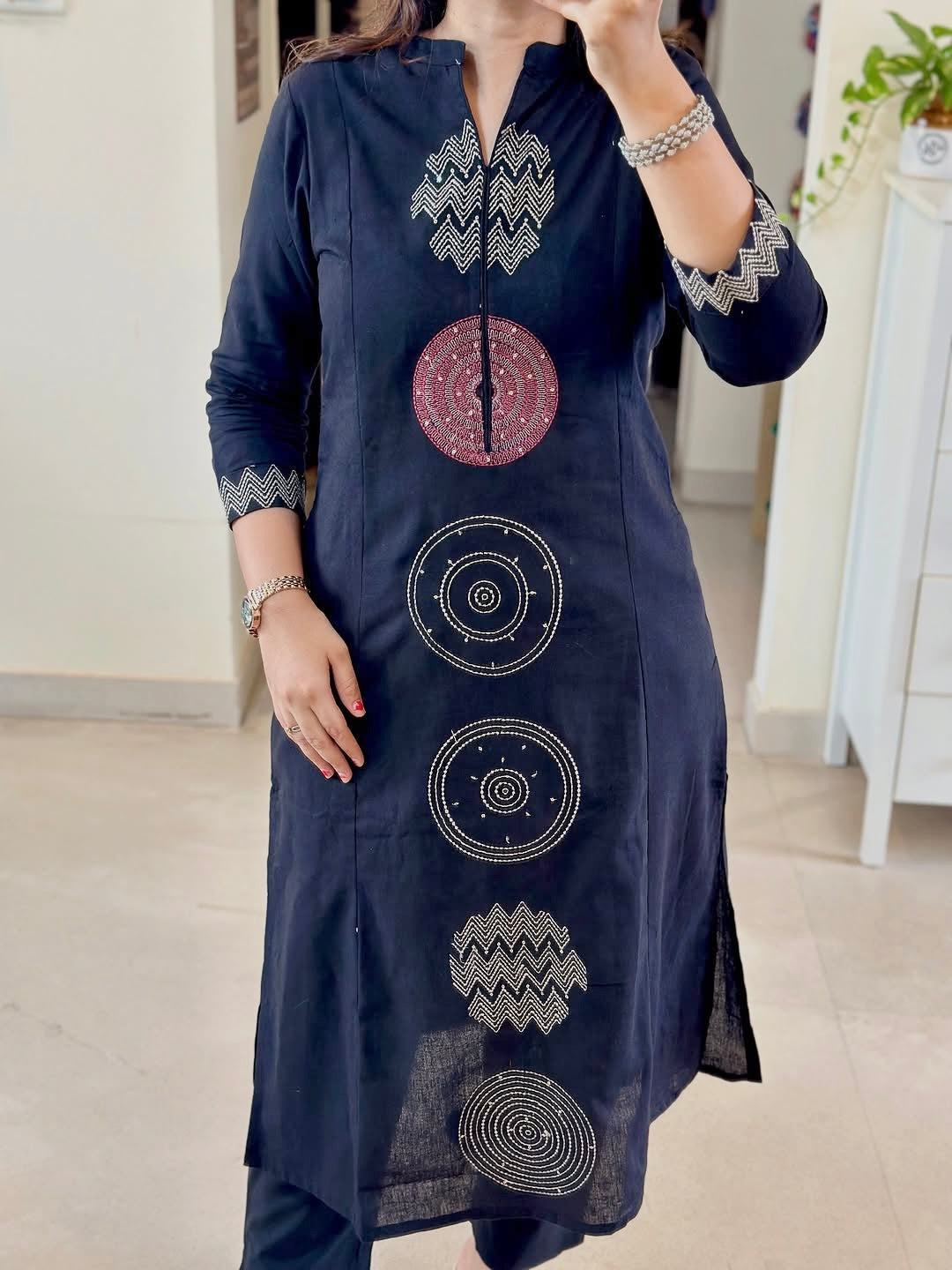 Rust Orange Premium Mul Cotton Embroidered Kurta Set with Dupatta