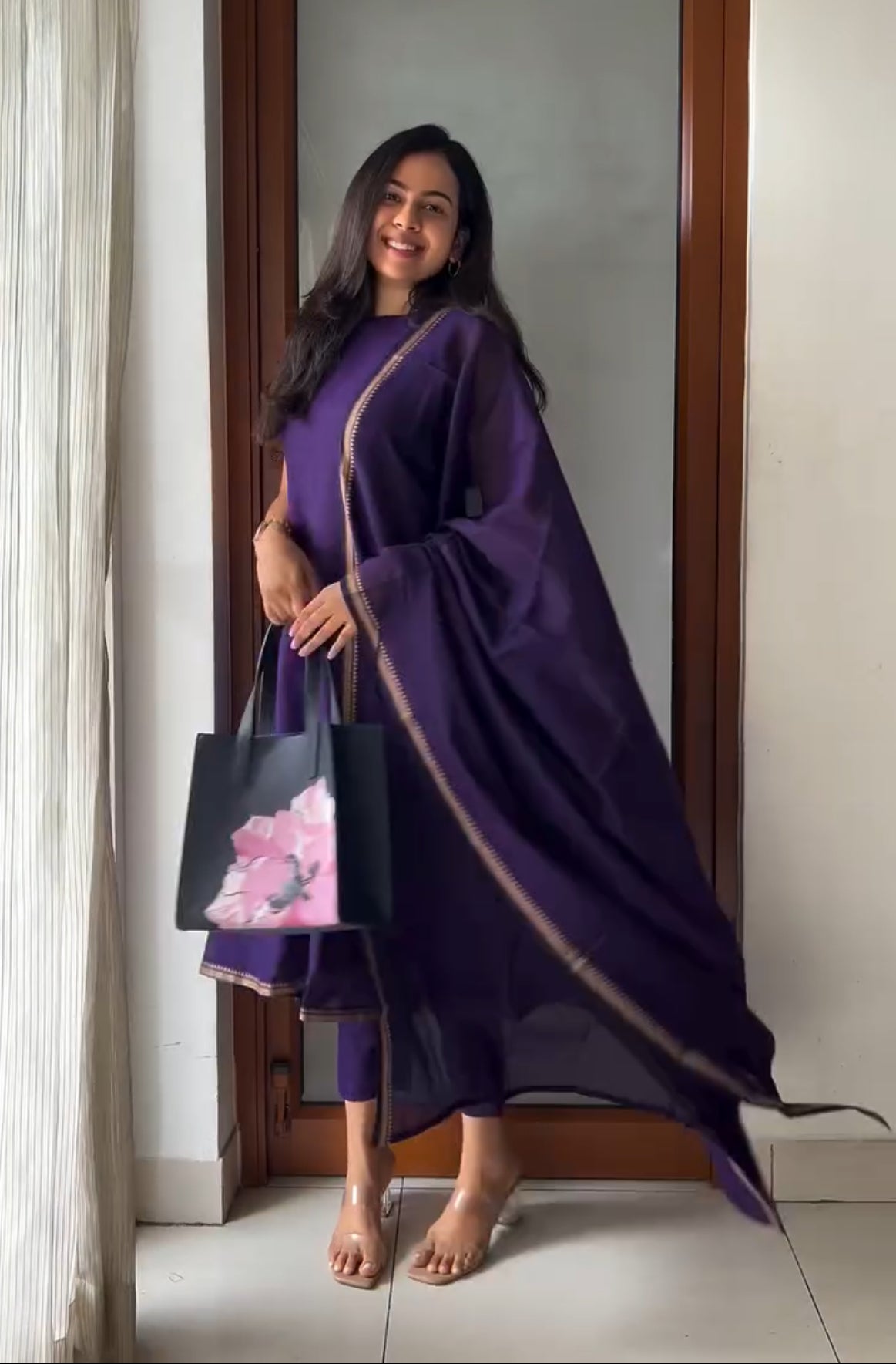Elegant Purple Narayanpet Suit Set