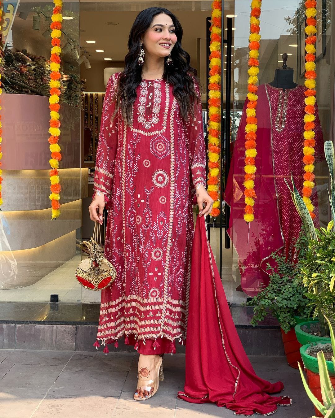 Exclusive Trending Pure Red Suit Set With Dupatta Set