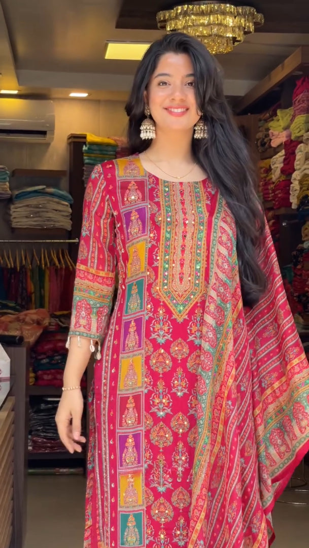 Very Delightful Premium Silk HandWork Suit Set
