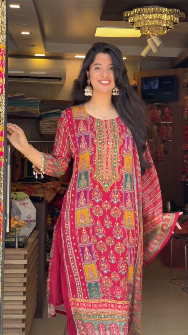 Very Delightful Premium Silk HandWork Suit Set