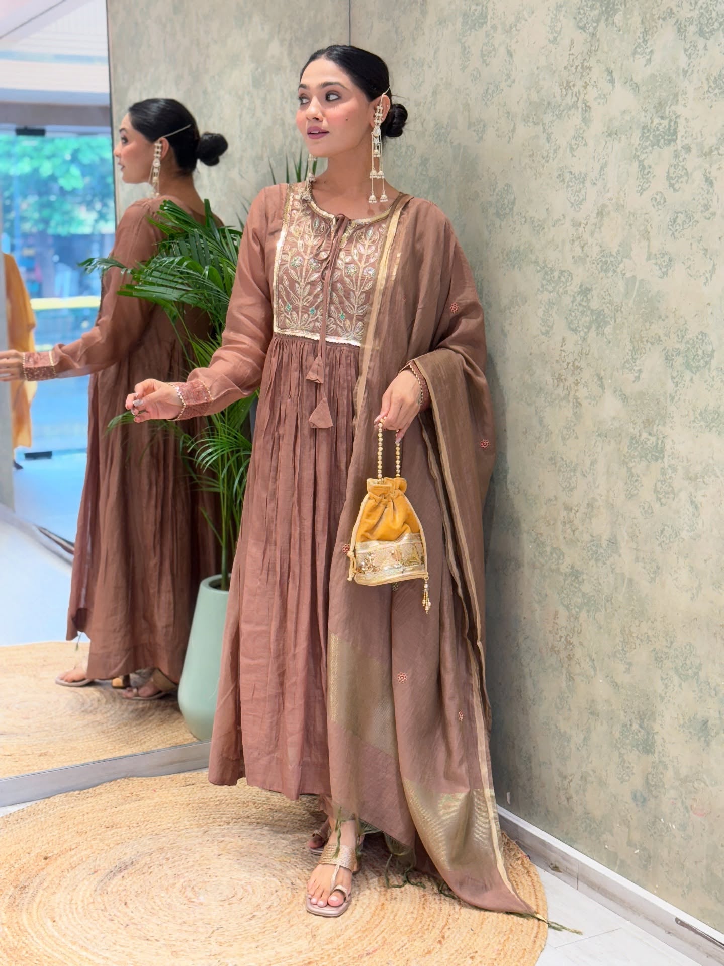 Gorgeous Mul Chanderi Suit Set With Banarasi Dupatta