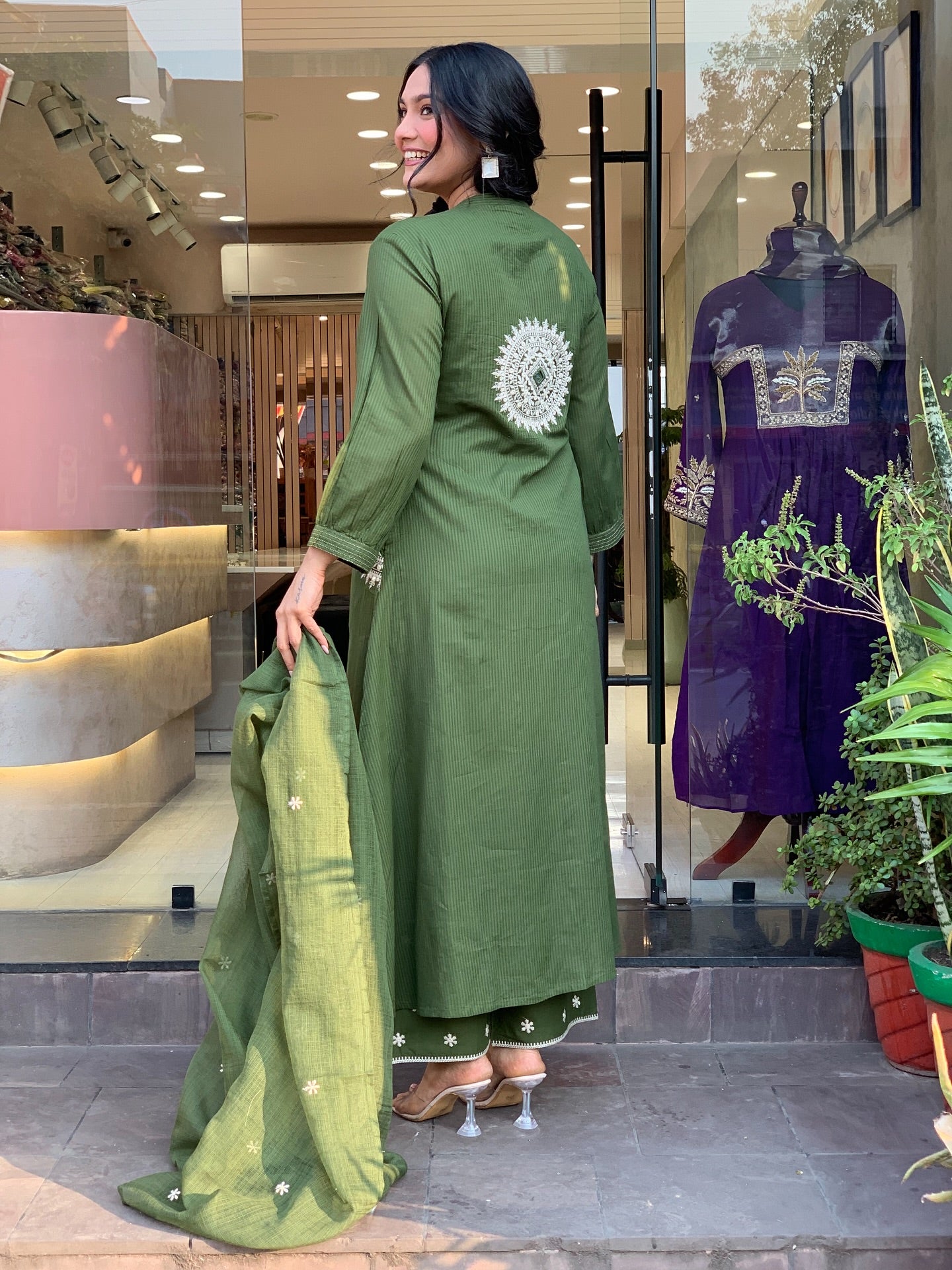 Very Graceful Pure Mul Cotton Embroidery Suit Set