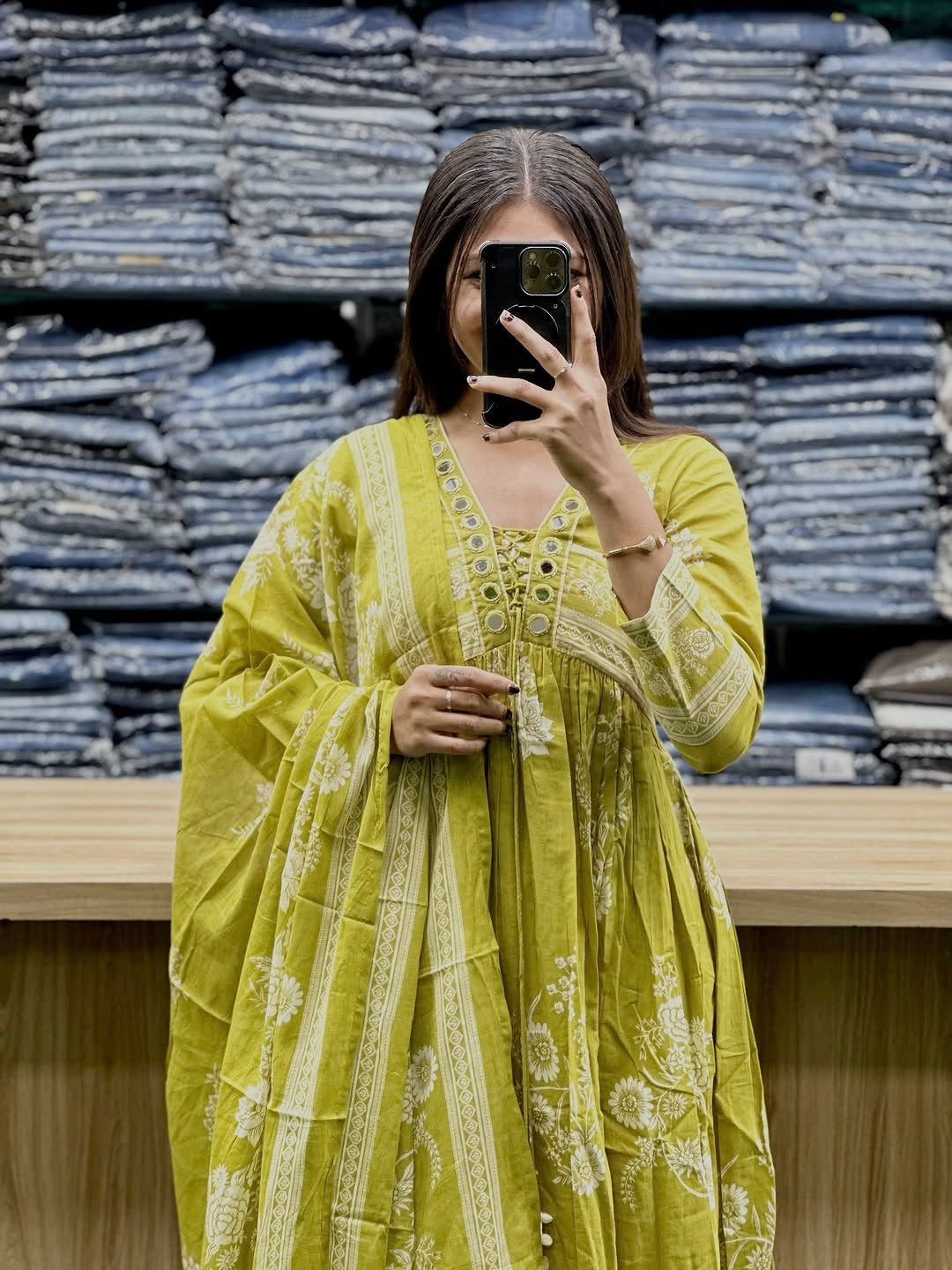 Very Beautiful Pure Mul Cotton Mirror Work Suit Set