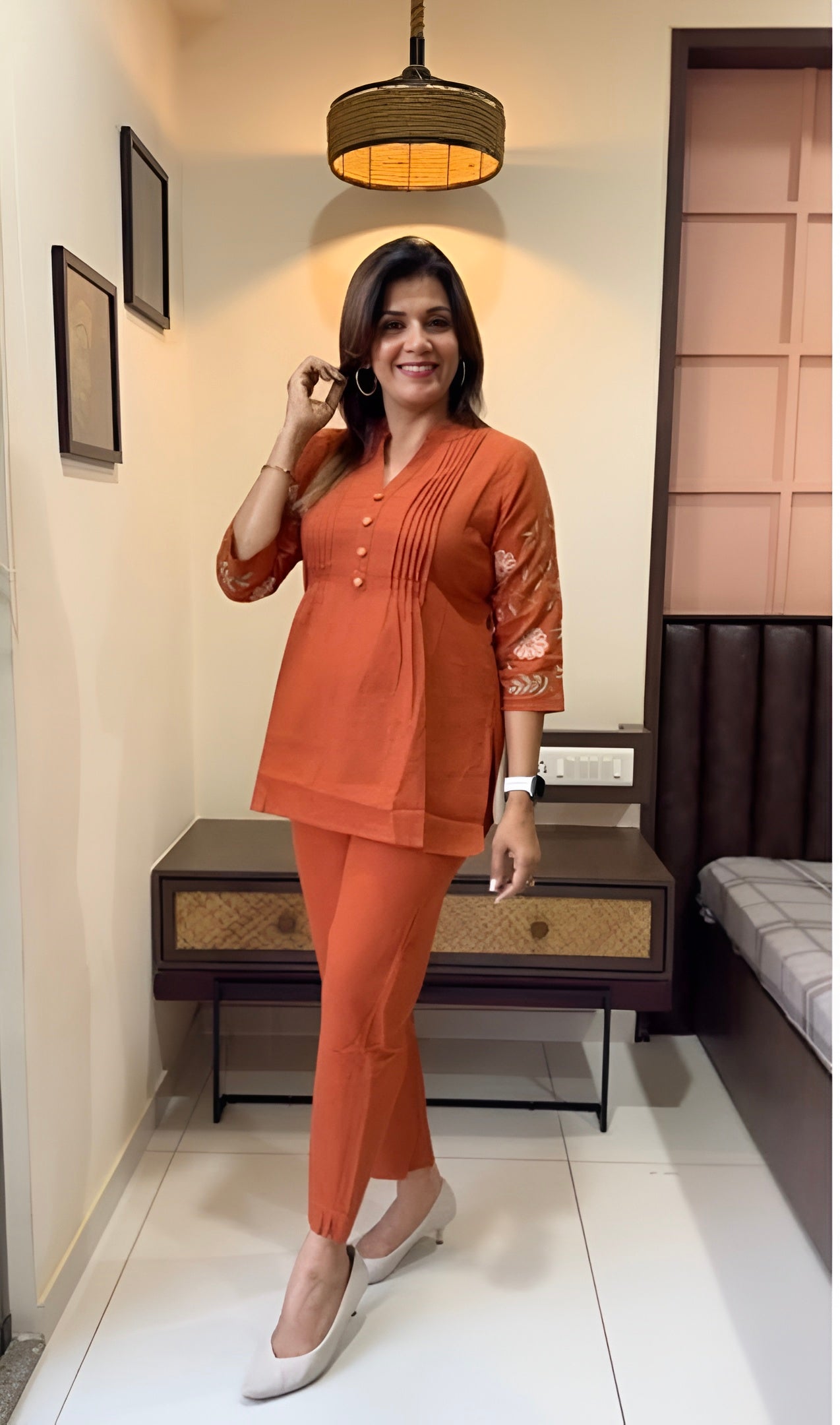 Floral Embroidered Cotton Co-ord Set