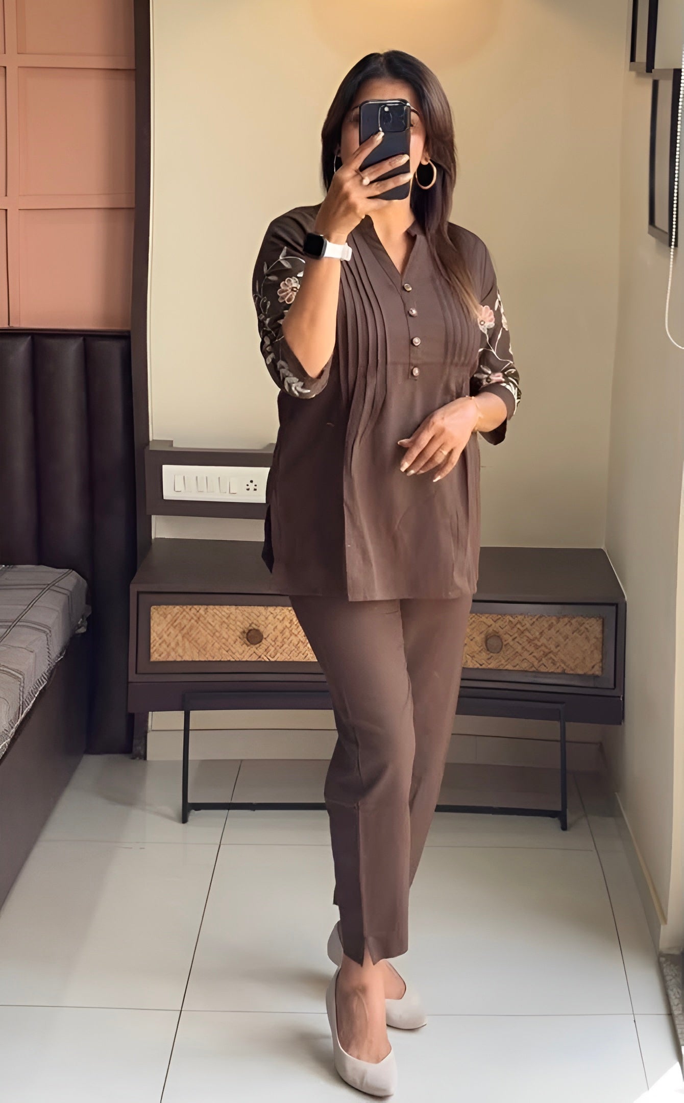 Floral Embroidered Cotton Co-ord Set