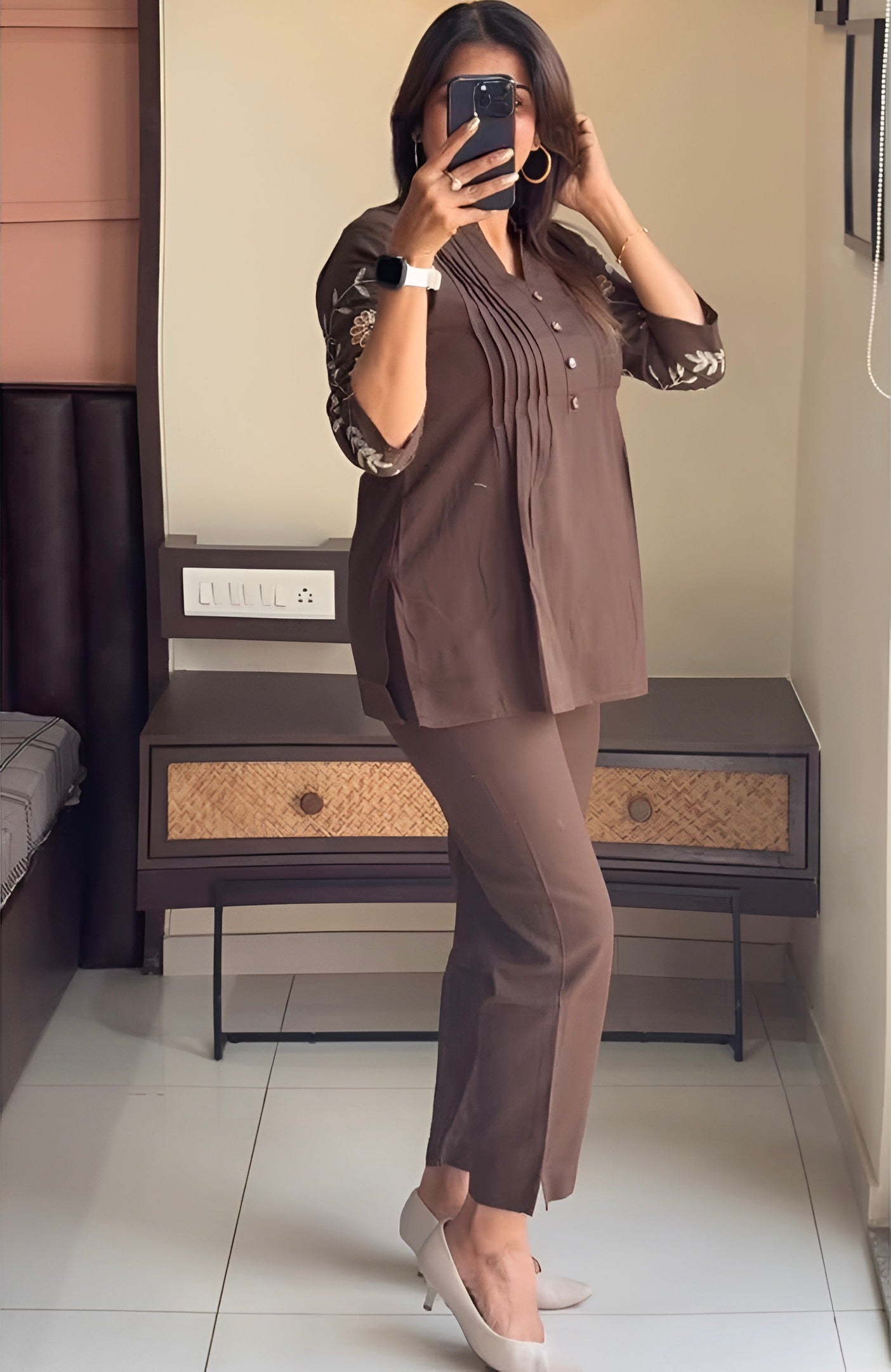 Floral Embroidered Cotton Co-ord Set