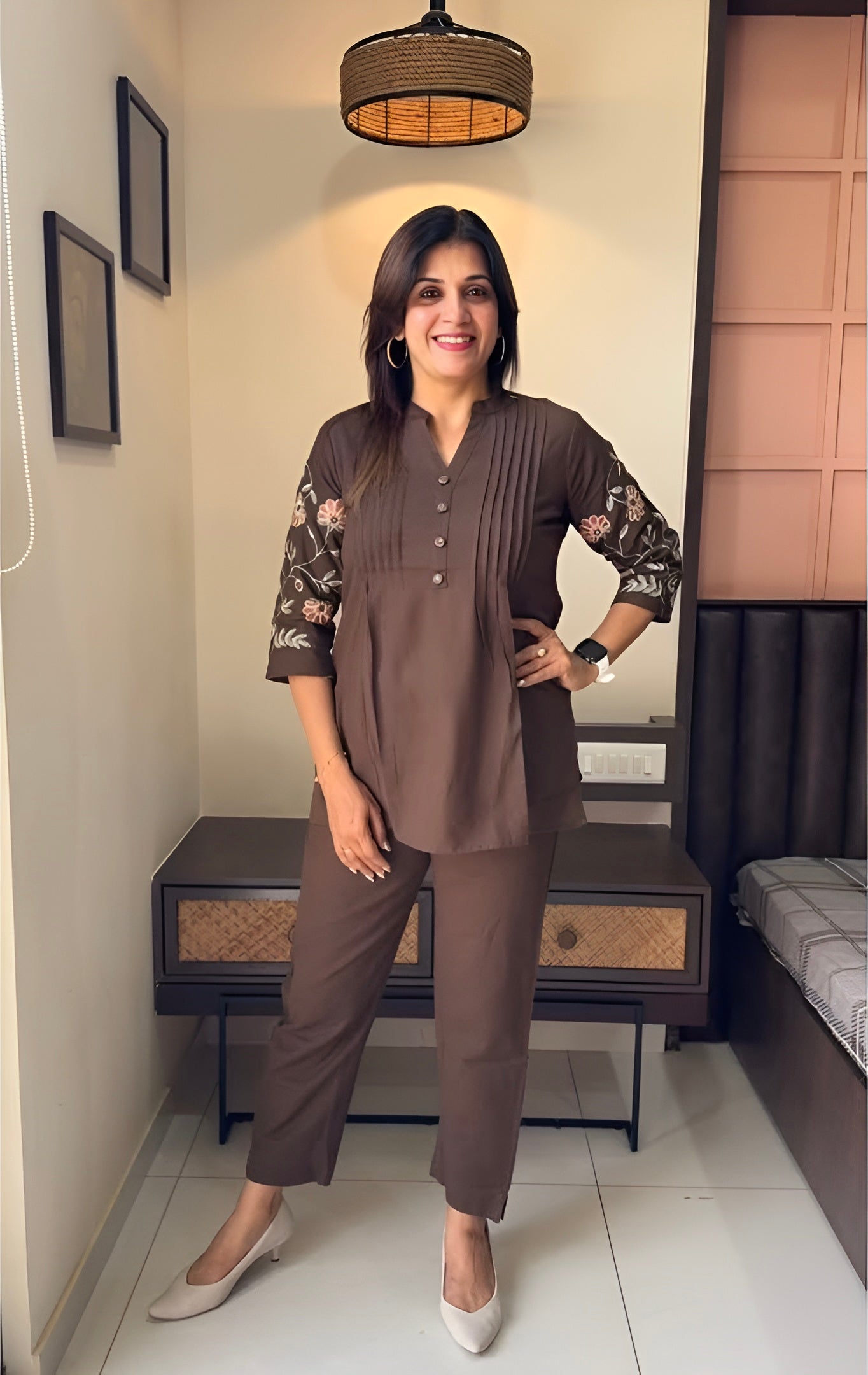 Floral Embroidered Cotton Co-ord Set