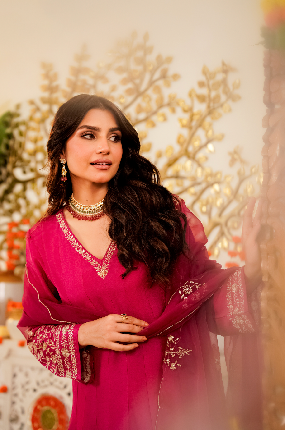 Trisha Rani Pink Embroidered Anarkali Suit Set