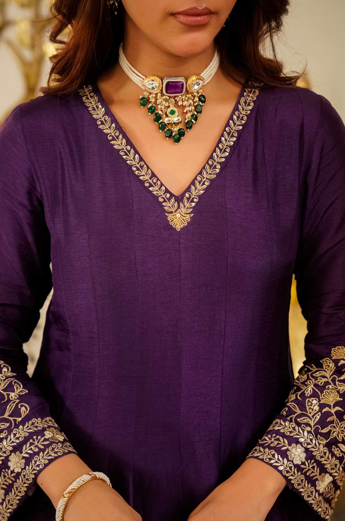 Trisha Purple Embroidered Anarkali Suit Set