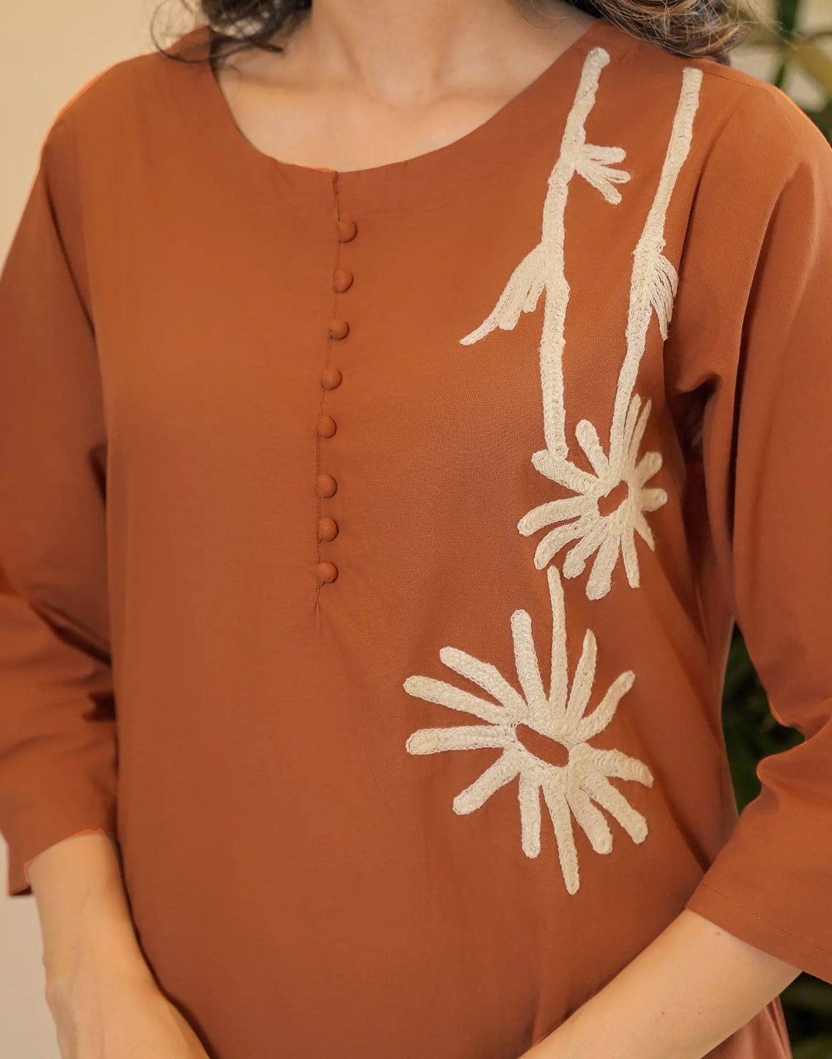 Kritika Rust Brown Floral Print Suit Set