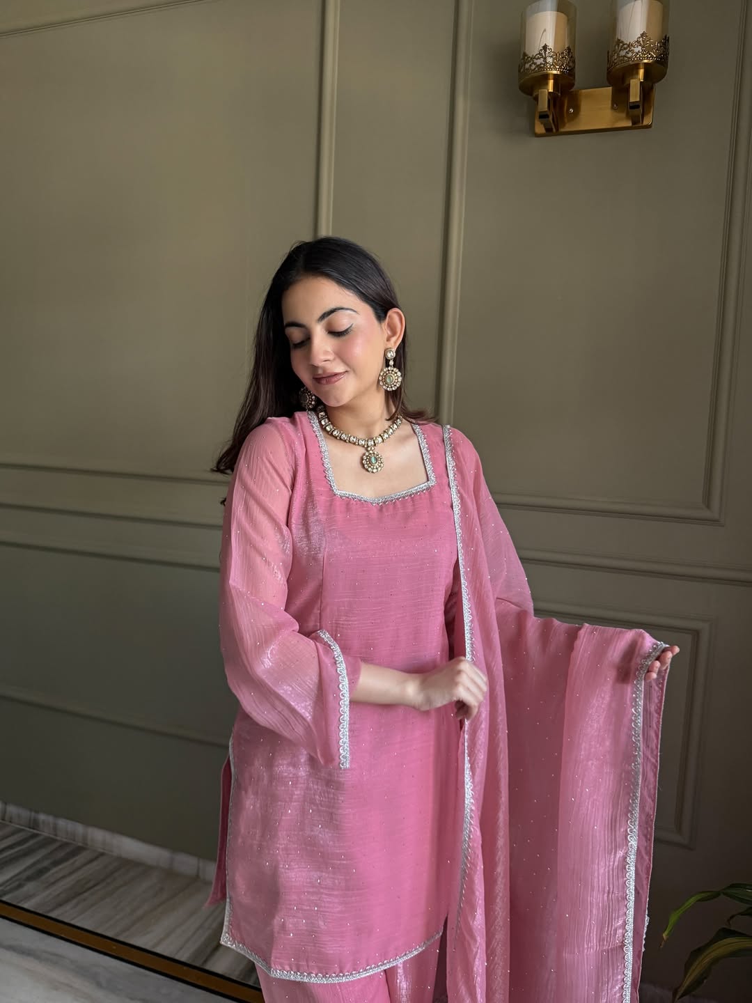 Pink Luxe Crunchy Silk Suit Set