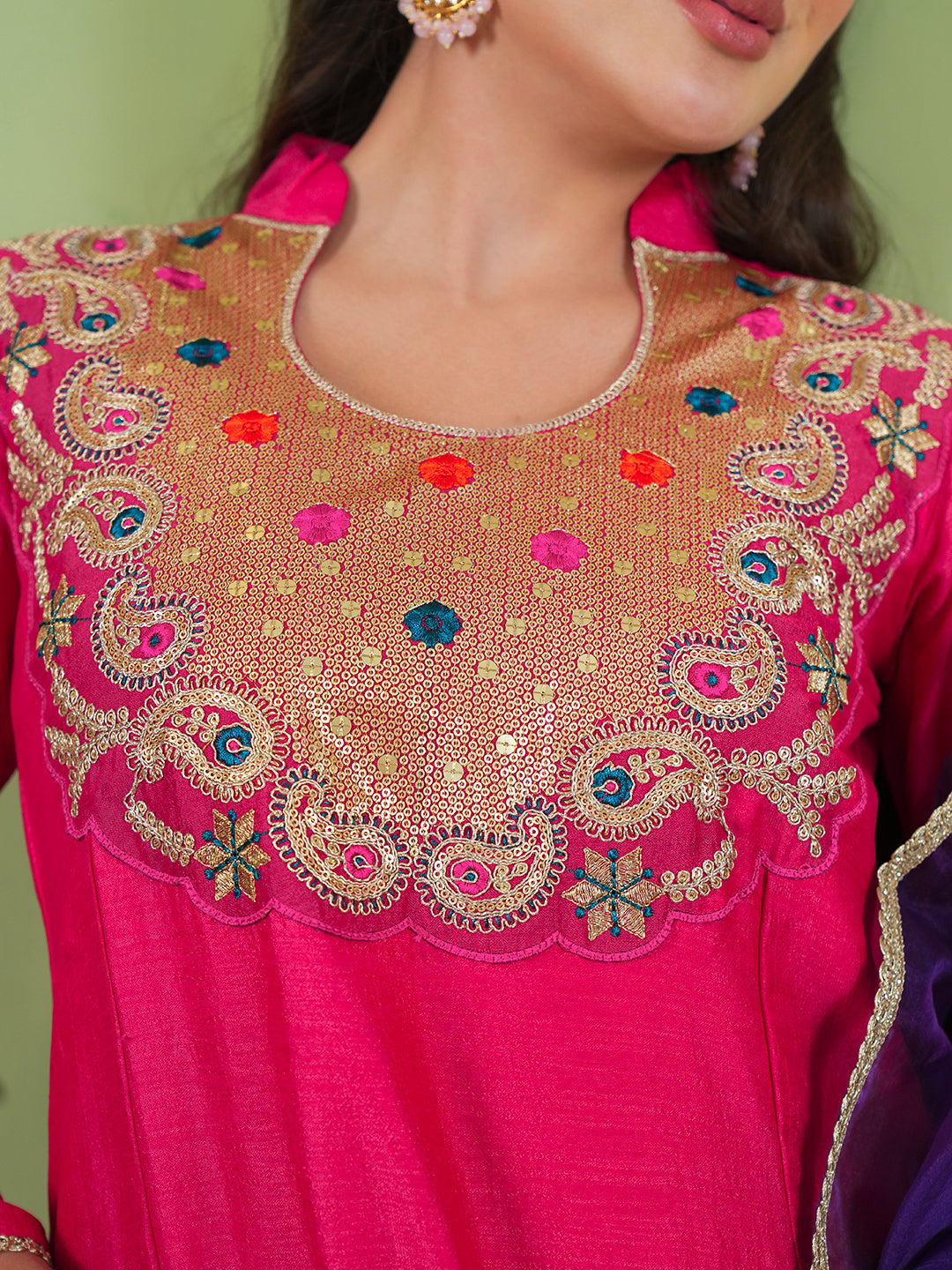 Beautiful Pink Embroidered Suit Set