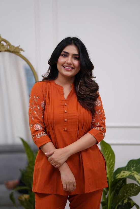 Floral Embroidered Cotton Co-ord Set