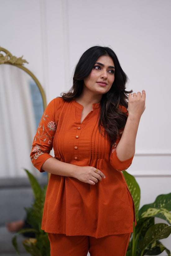 Floral Embroidered Cotton Co-ord Set