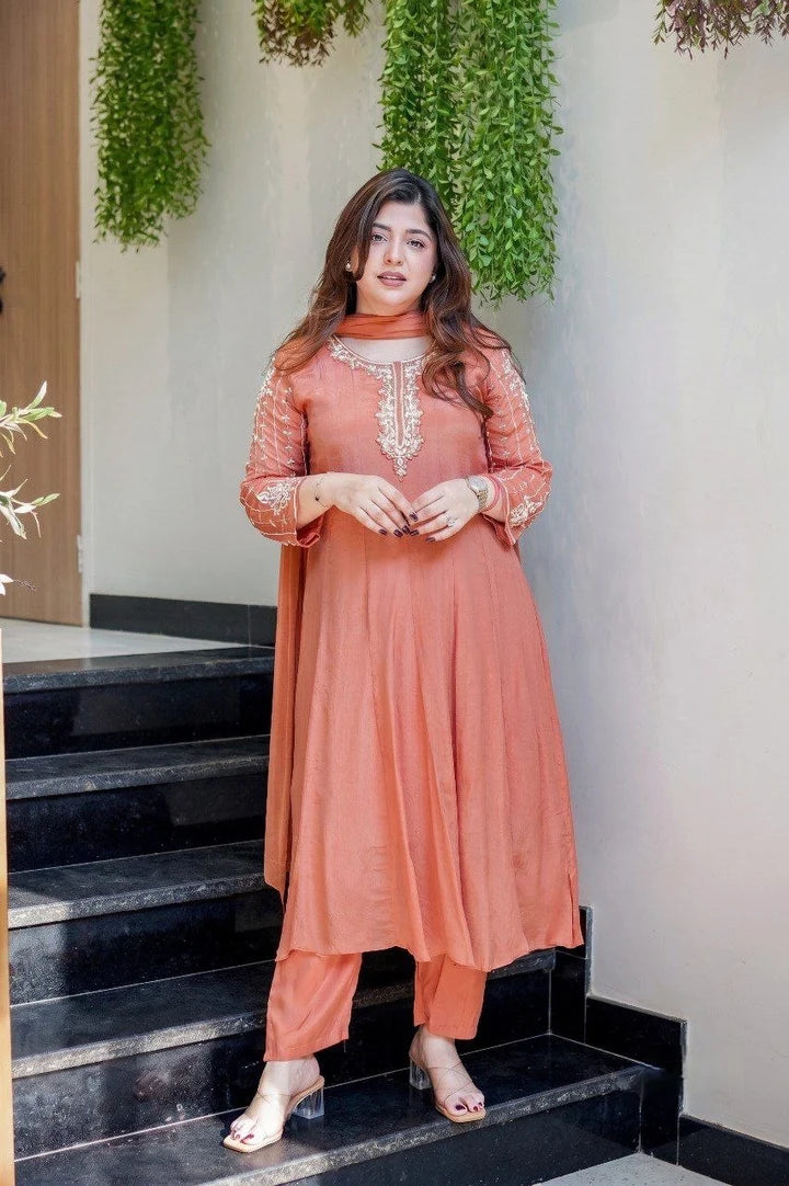 Festival Special Handcrafted Anarkali Kurta Set With Dupatta