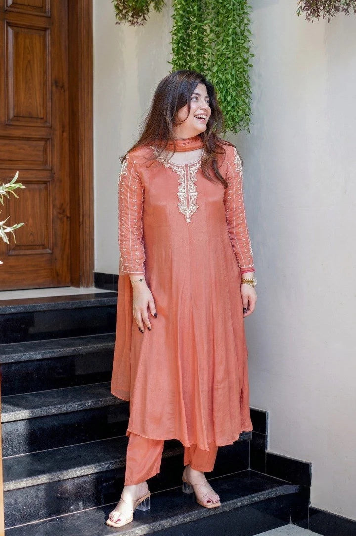 Festival Special Handcrafted Anarkali Kurta Set With Dupatta