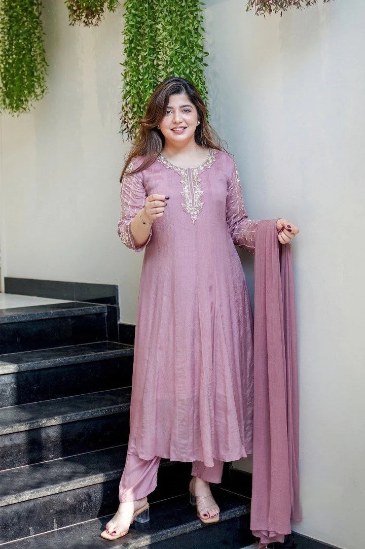 Festival Special Handcrafted Anarkali Kurta Set With Dupatta