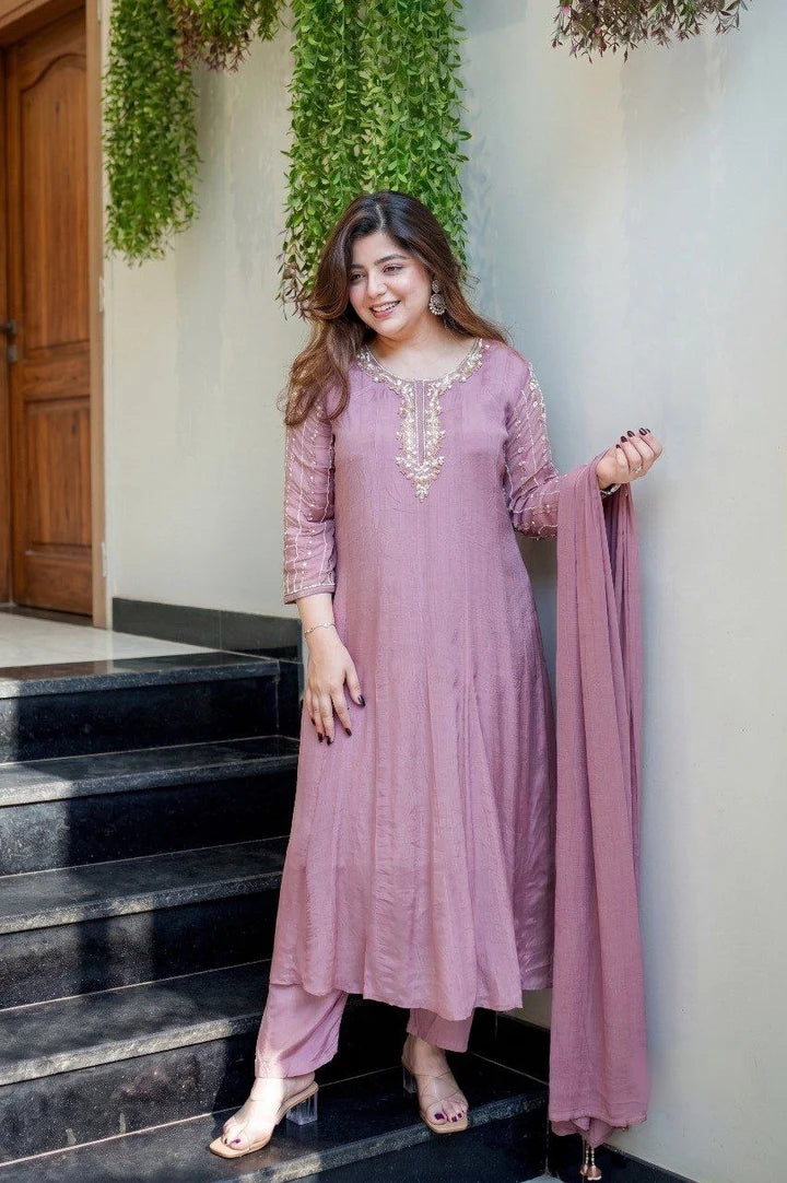 Festival Special Handcrafted Anarkali Kurta Set With Dupatta