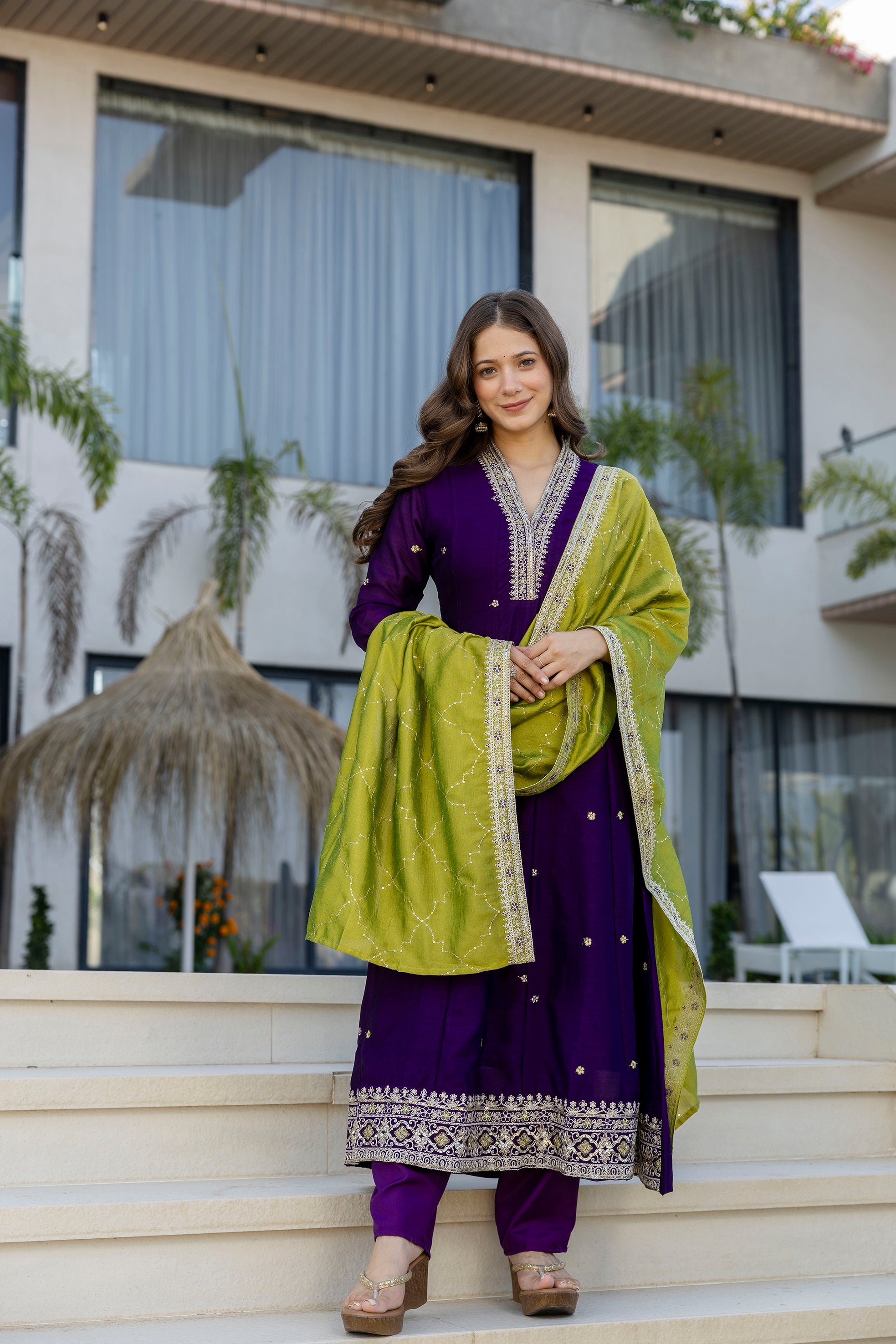 Ruhani Vichitra Silk Embroidered Suit Set