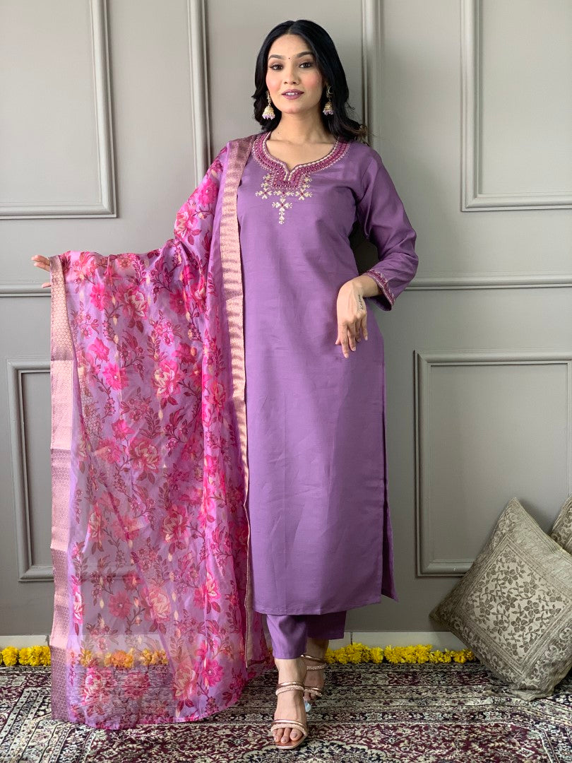 Most Beautiful Vicose Chanderi Suit Set