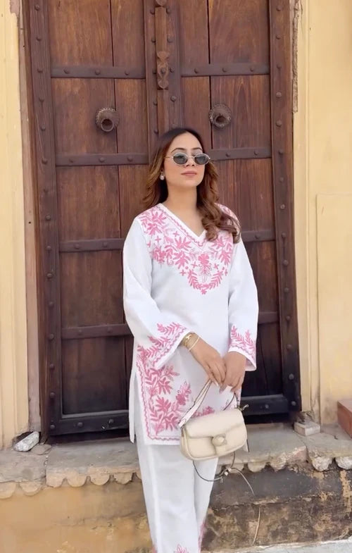 Most Sophisticated Pure Linen Embroidery Kurta Set