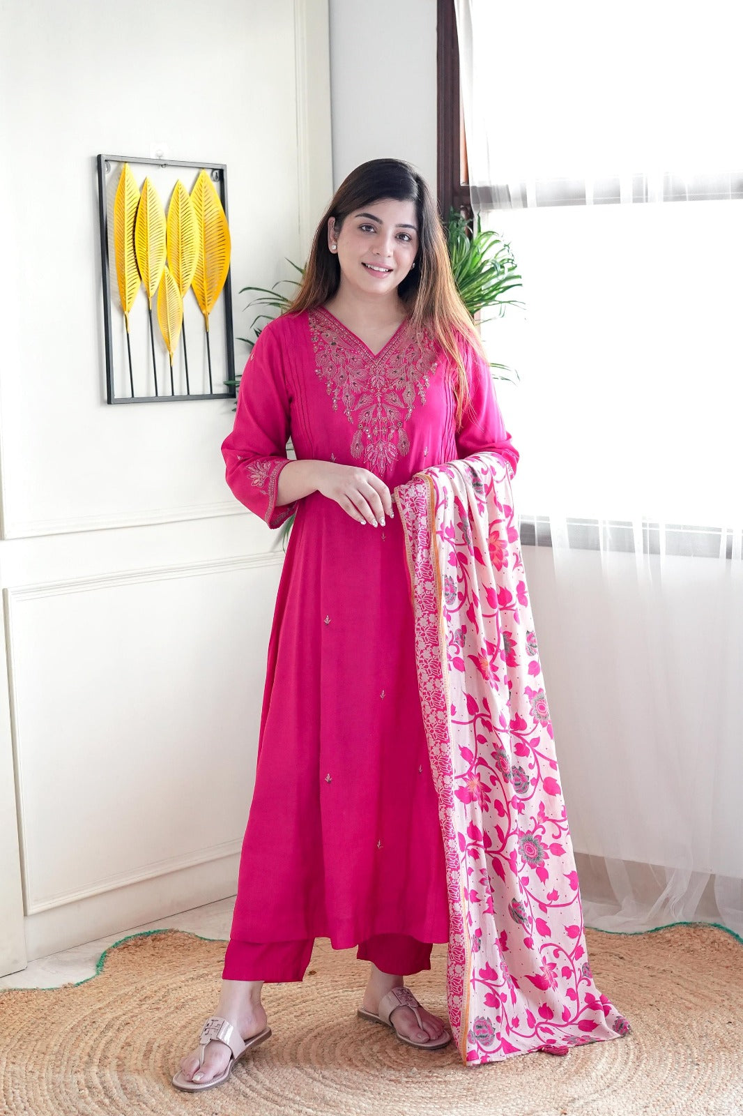 Exceptional Chanderi Suit Set With Cotton Dupatta