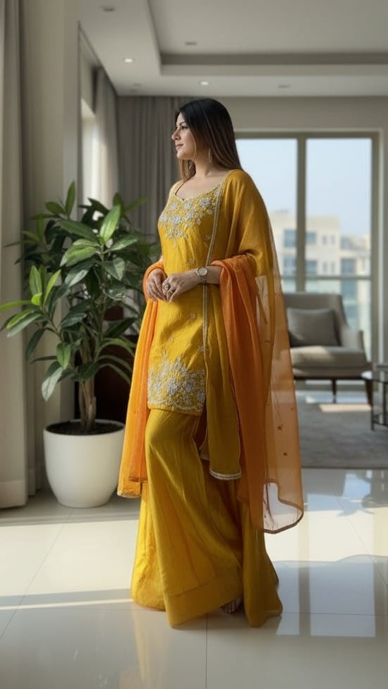 Sharvani Amethyst Embroidered Suit Set