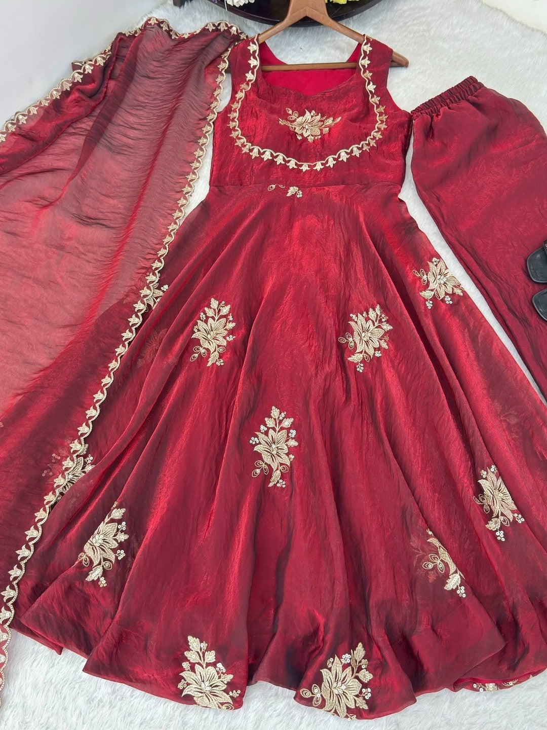 Ishani Cherry Heritage Occasion Embroidered Anarkali Suit Set