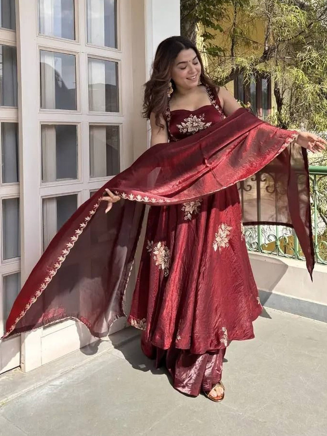 Ishani Cherry Heritage Occasion Embroidered Anarkali Suit Set