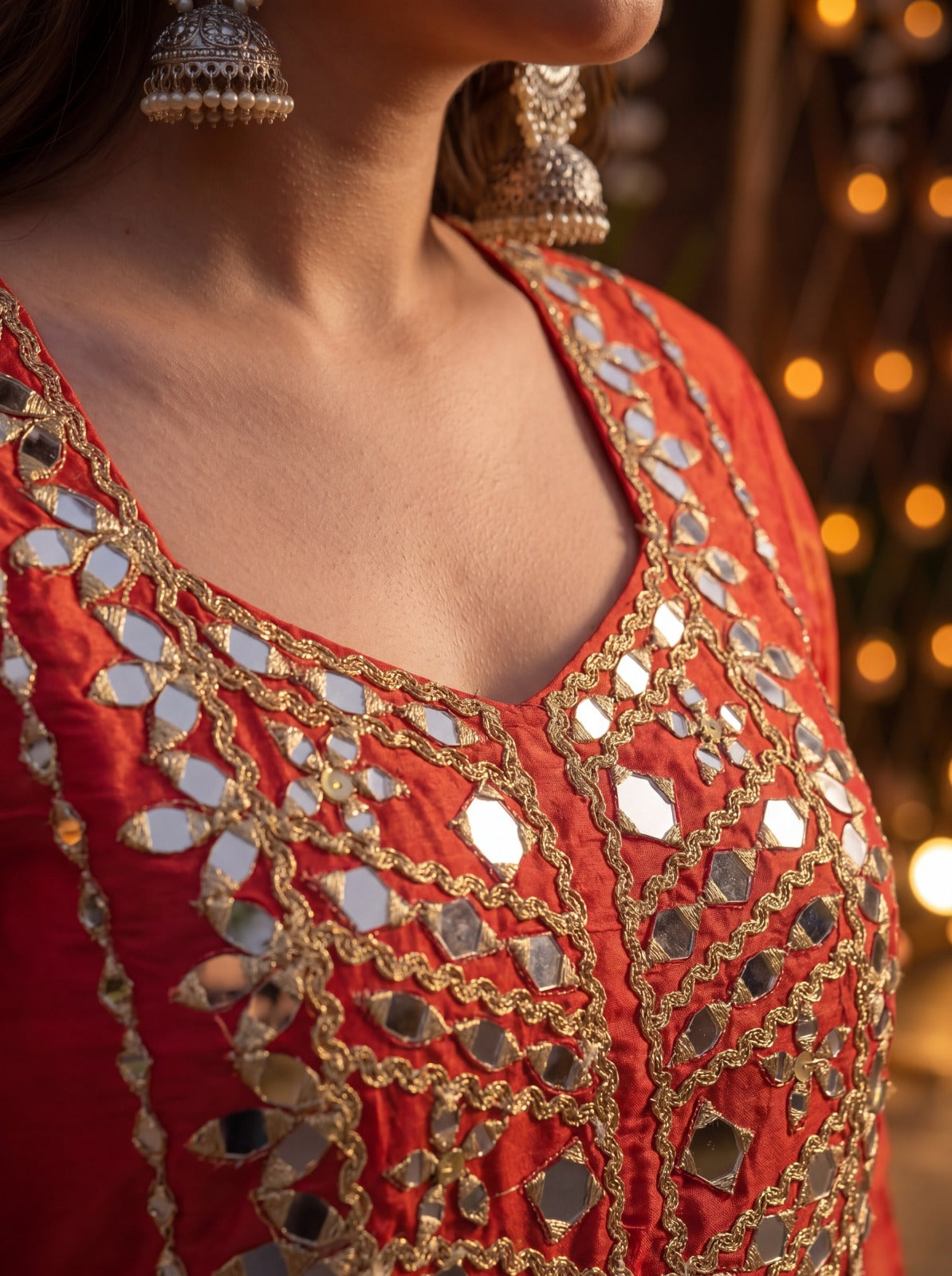 Maharani Rust Signature Mirror Embellished Plazo Set