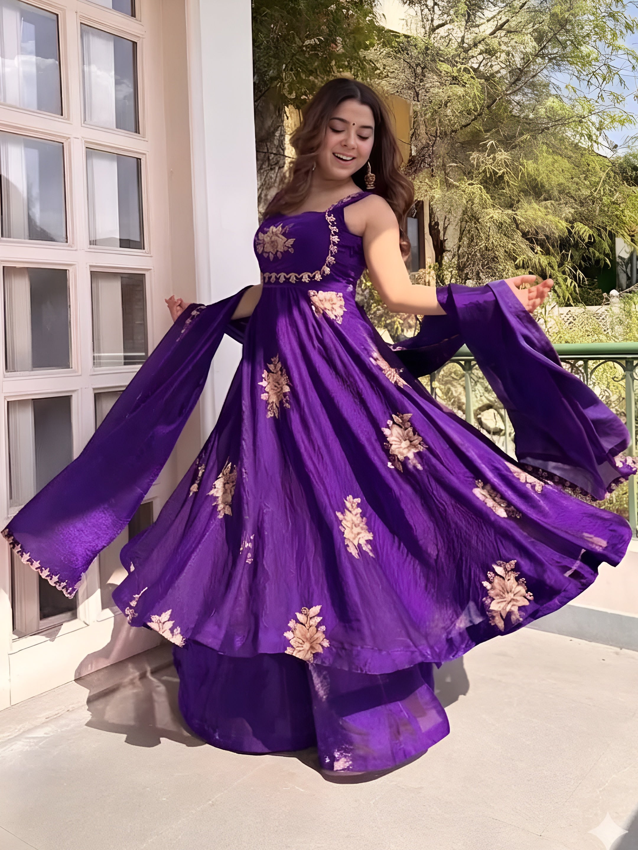Ishani Purple Heritage Occasion Embroidered Anarkali Suit Set