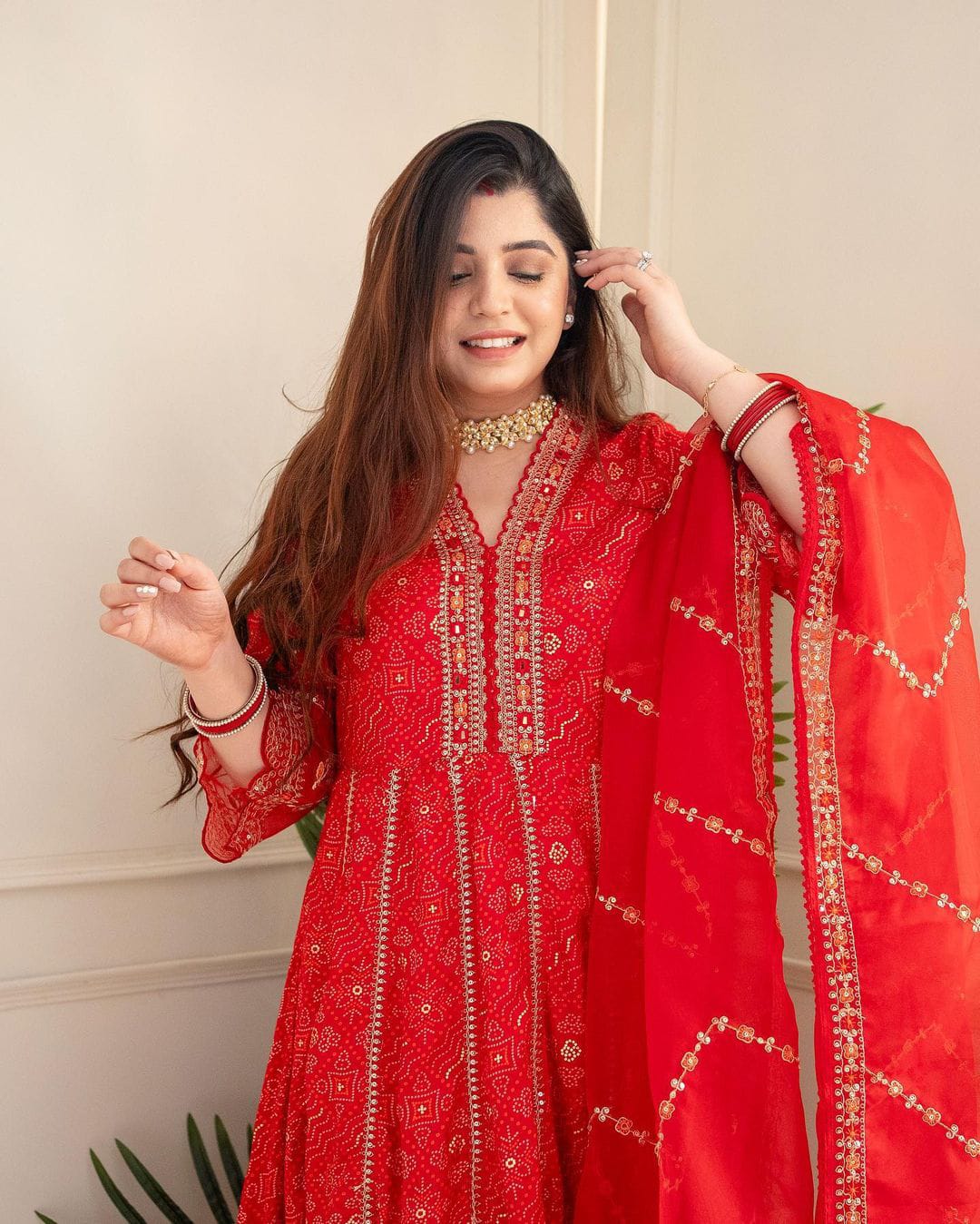 Traditional Festival Suit Set With Dupatta