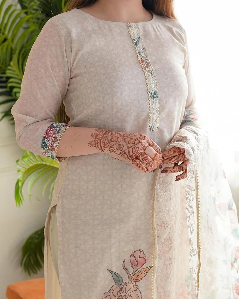 Very Charming Pure Linen Floral Print suit Set