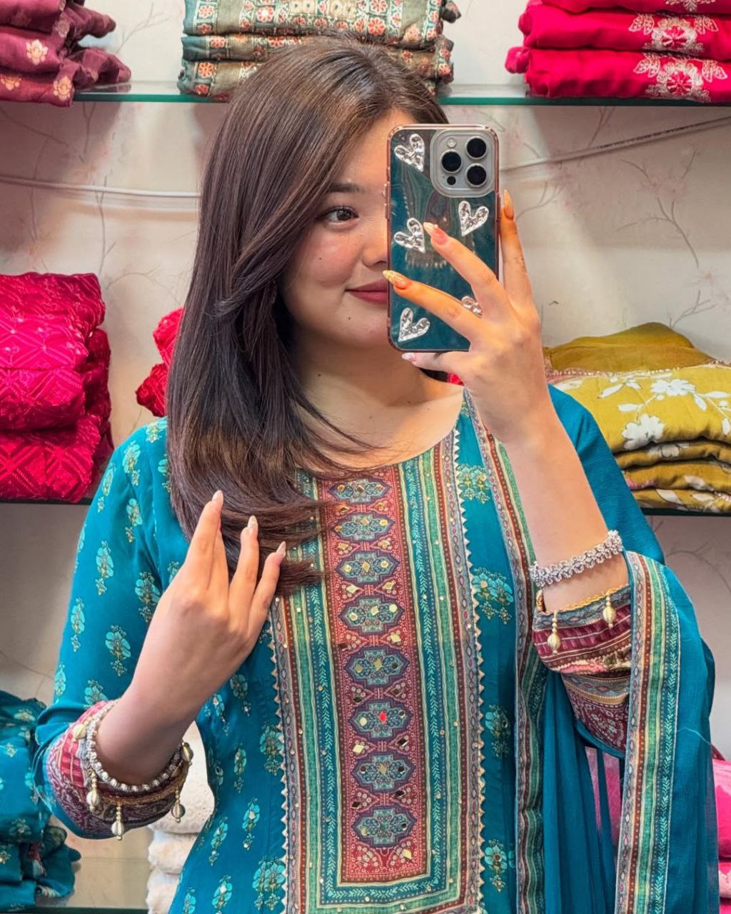Most Magnificent Chinon Silk Anarkali Style Suit Set