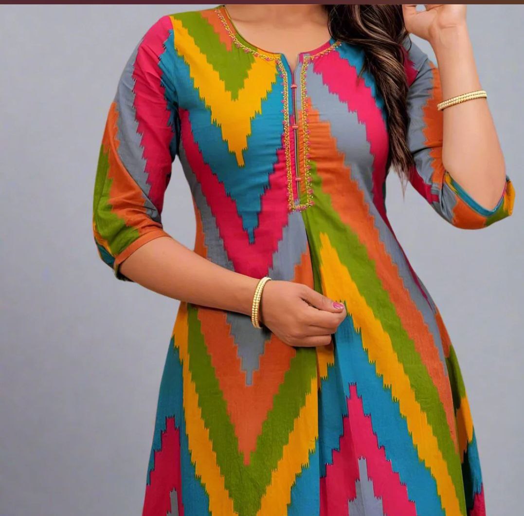 Beautiful Pure Cotton Embroidary Kurti Set