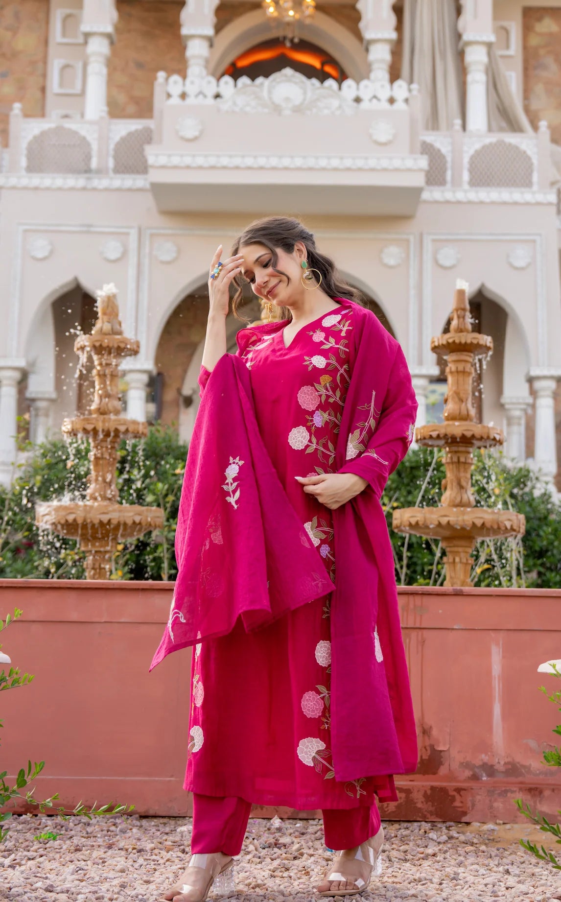 Charulata Plum Embroidered Suit Set