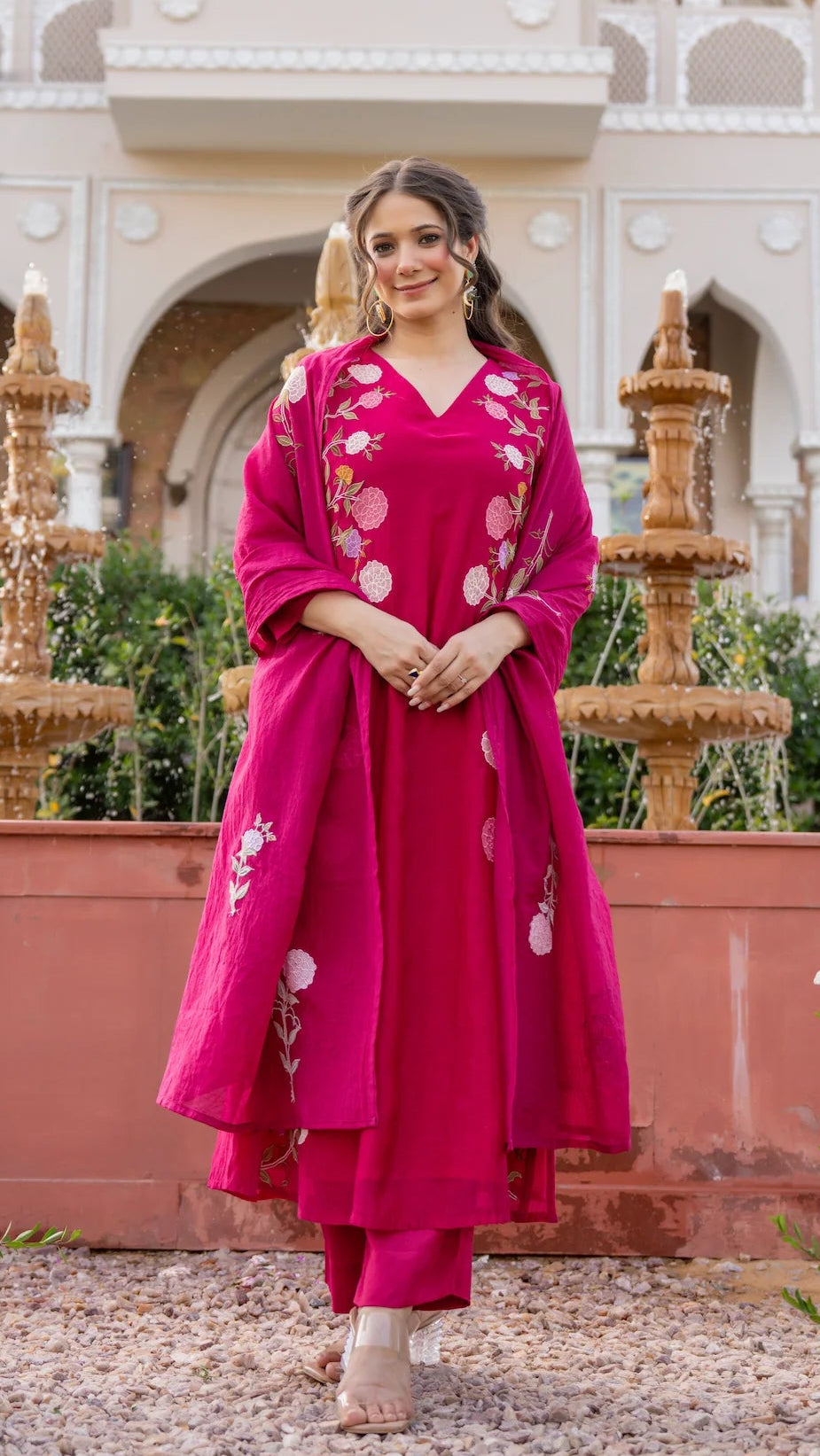 Charulata Plum Embroidered Suit Set