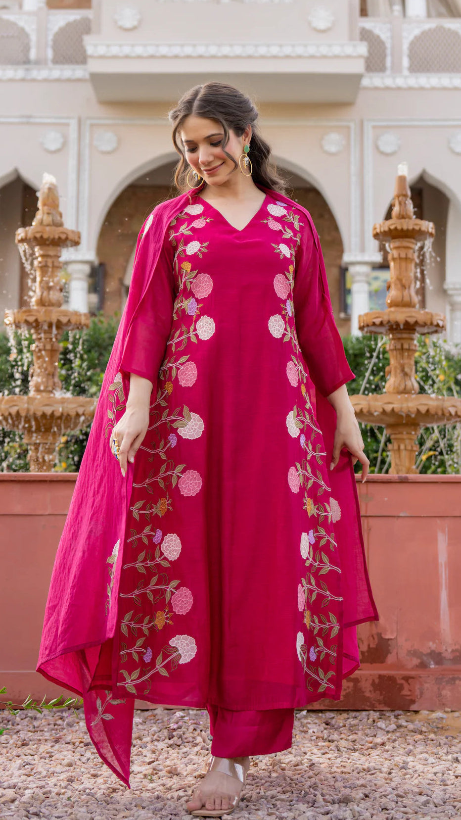 Charulata Plum Embroidered Suit Set